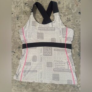 LuluLemon Dance Floss Travel Yoga Workout Tank Pink Grey White Top size 6